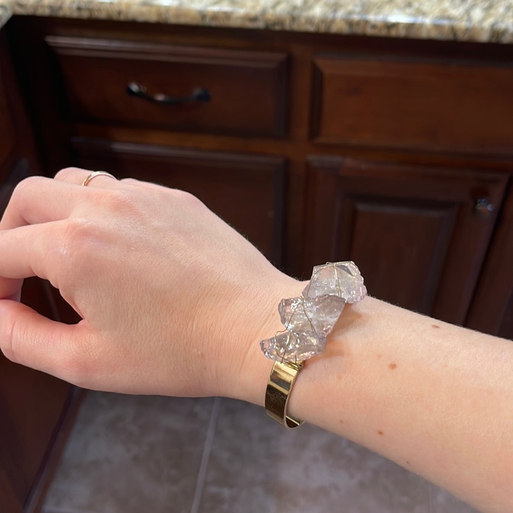Open Cuff Quartz Crystal Bracelet
